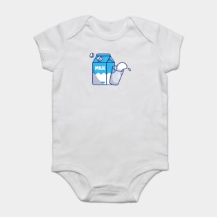 Milk, Milk Box and glass Baby Bodysuit